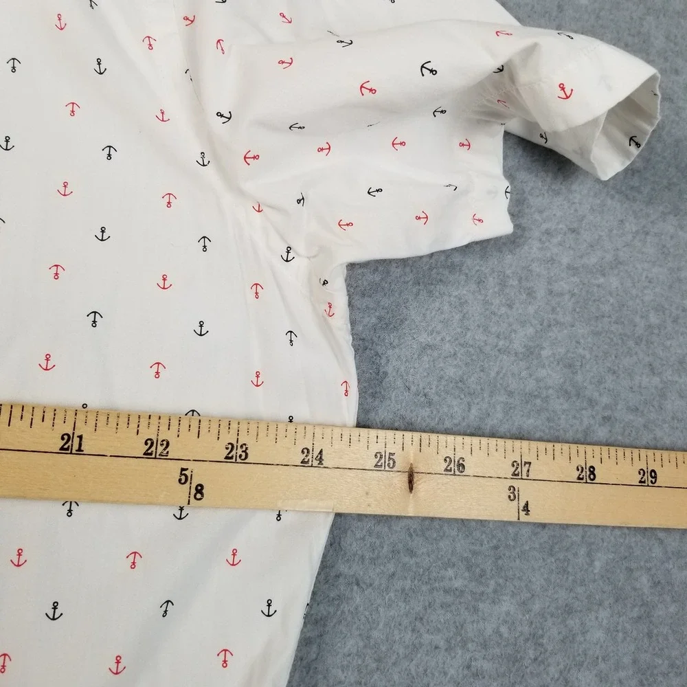 Goodthreads Button Up Shirt Mens XL Anchor Print Sheer Short Sleeves Nautical